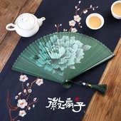 折叠二青舞蹈扇中国古风折扇礼品扇竹制绢布扇