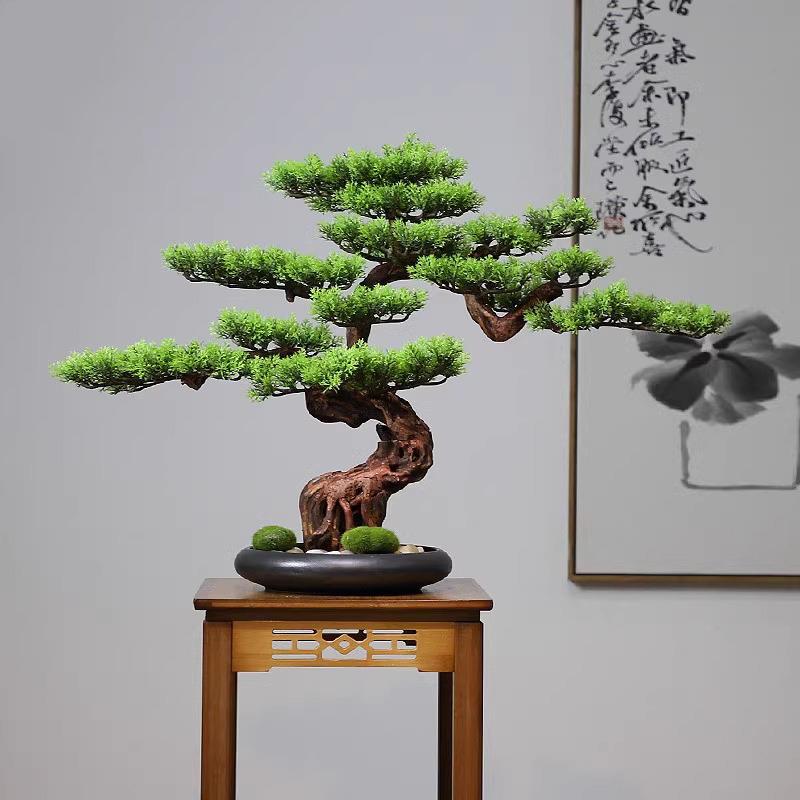 仿真微景观桌面摆件绿植迎客松盆景新中式酒店玄关茶室居家装饰品