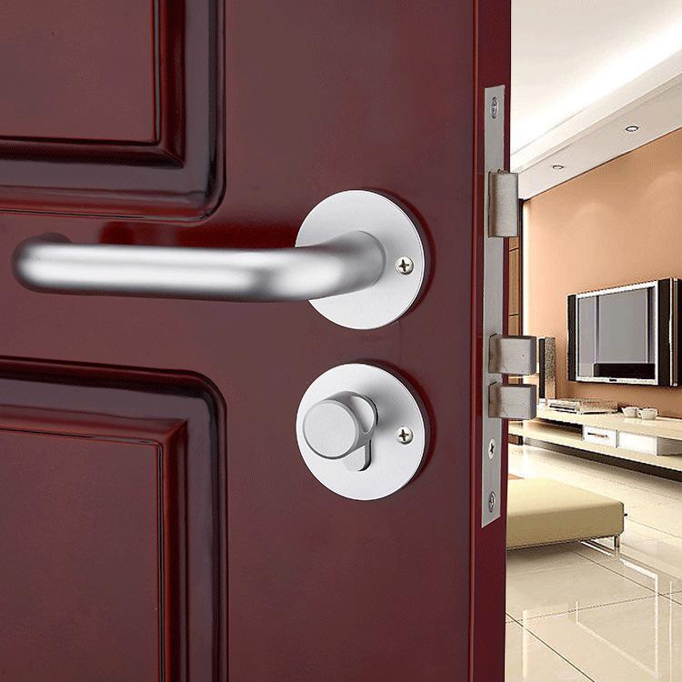 欧式门锁卧室静音银色分体具实木门房间执手锁室内门锁批发房门锁