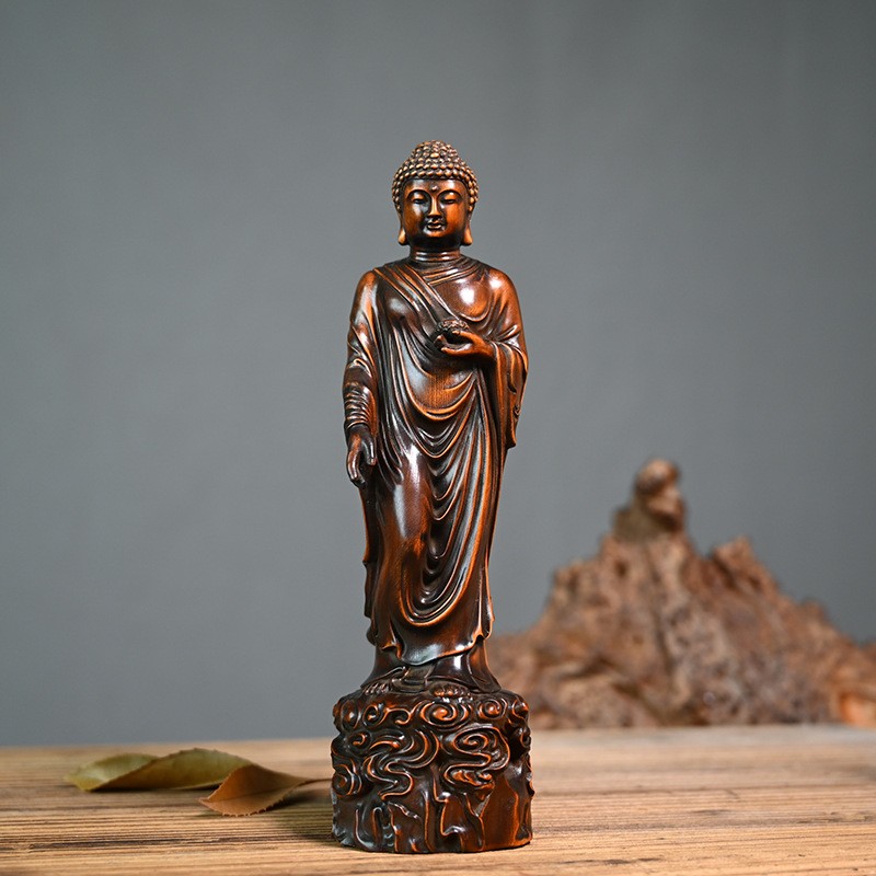 黄杨木雕刻仿古做旧释迦摩尼大日如来佛祖佛像摆件家居供奉工艺品