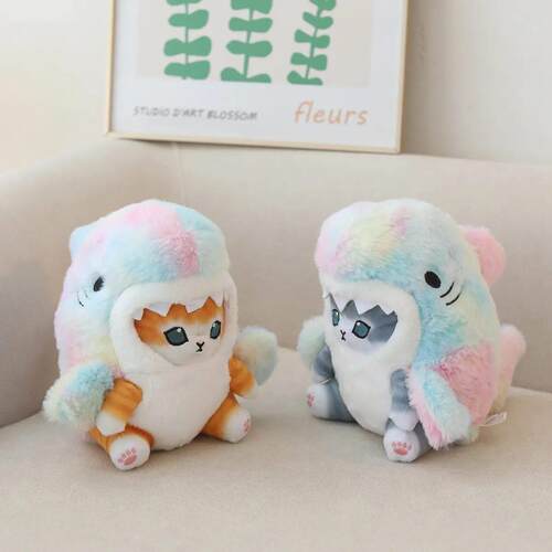 20CM Kawaii Shark Cat Peluche Toy Creative Shark Cosplay Kit