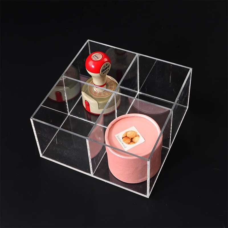 亚克力收纳盒透明格子展示盒九宫格印章珠子分格盘耳钉饰品盒带盖