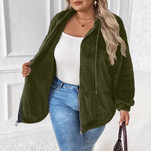 Women's fur zipper plush jacket