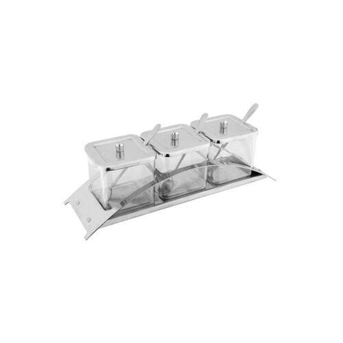 EAST不锈钢（塑料）拱桥三格 四格方桶调味架连调味瓶油盐罐套装