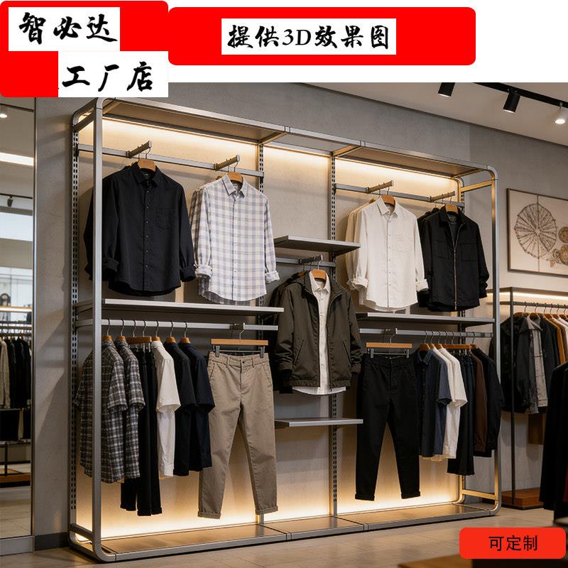 新款男女装展示架男装店展示架服装货架独立落地架商务男装陈列架
