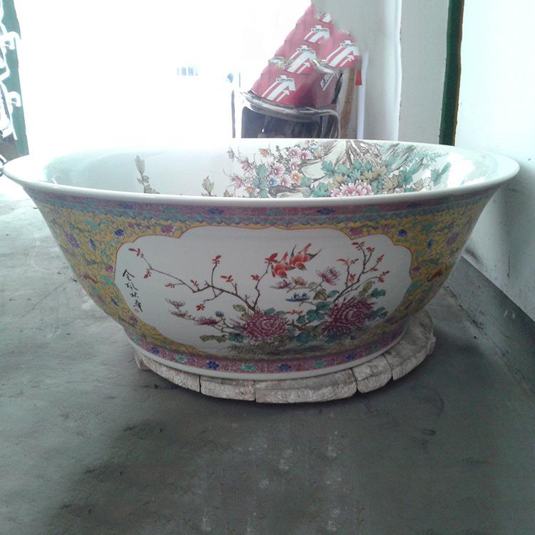 厂家景德镇陶瓷古典手绘粉彩大碗摆件工艺产品手绘粉彩大碗