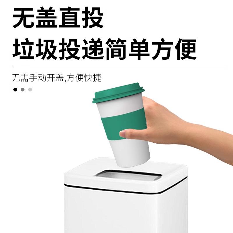 商用不锈钢垃圾桶大容量方形无盖直投酒店办公楼洗手间防滑