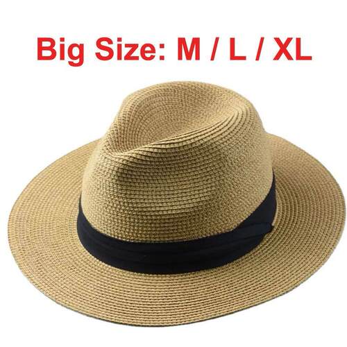 Over Size Straw Paper Sun Hat for Men Big Head Panama Hats
