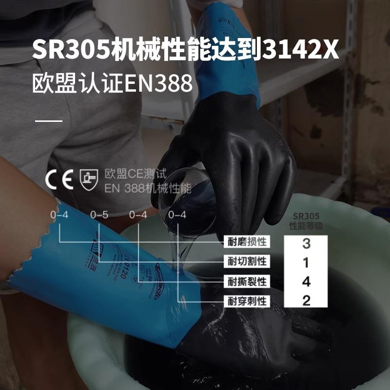 兰浪R30S耐酸碱手346套进口氯丁橡胶防化5劳保加工长款业化学防腐