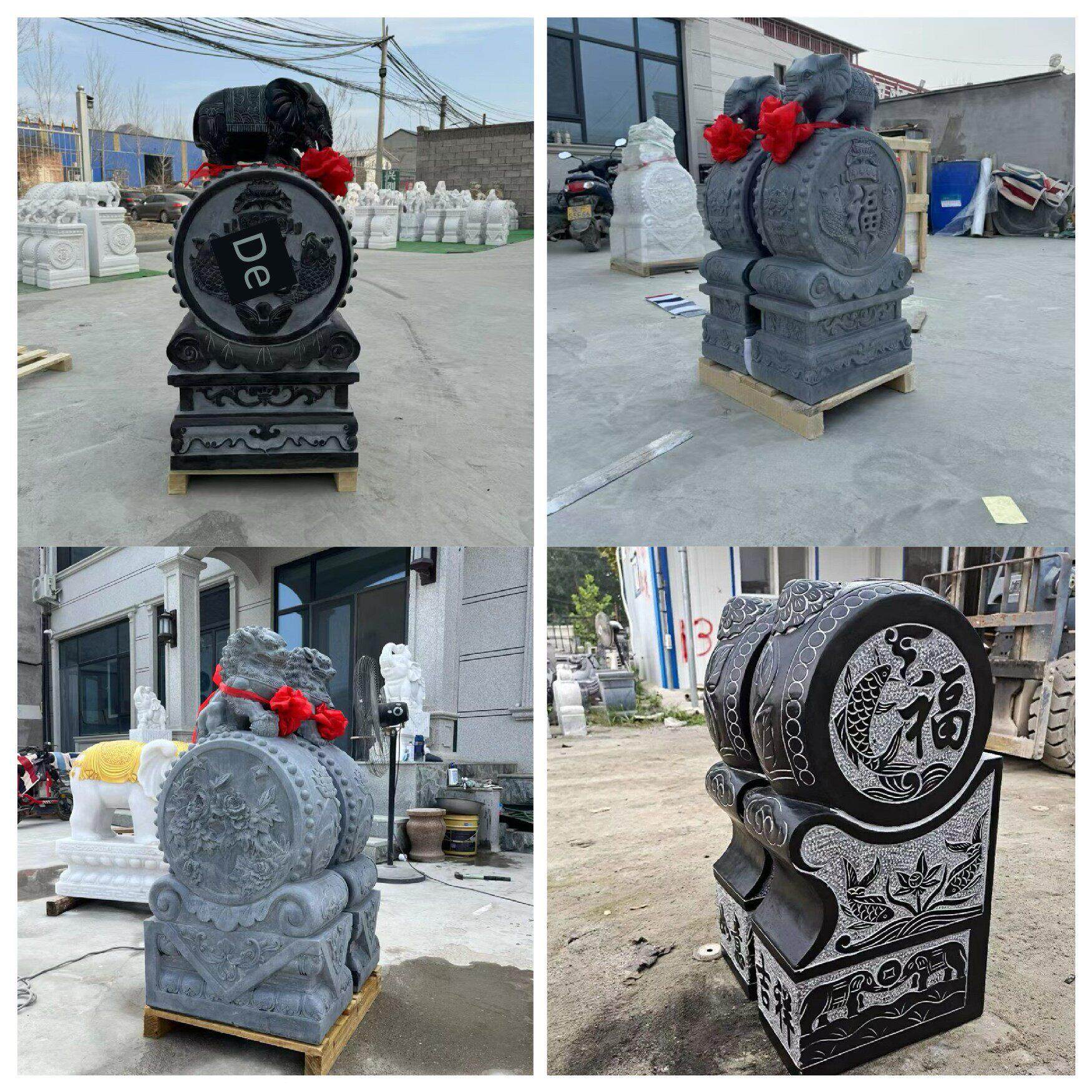 采购产品石雕门墩，鼓石，青石彷古老门一对，石皮绣婴象石鼓门摆