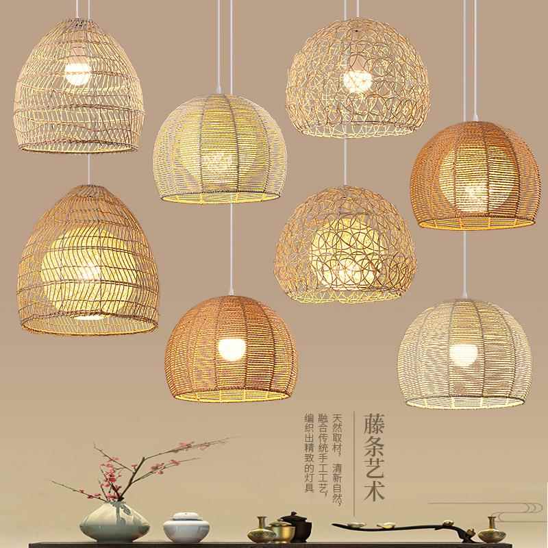 中式茶室藤编吊灯民宿客厅卧室阳台灯日式饭店餐厅吧台店铺商用灯