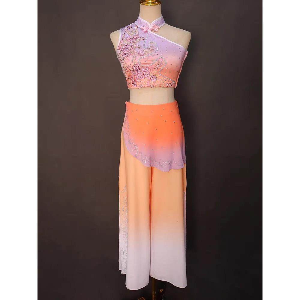 高档春季戏古典成舞剧目胶秧歌钱鼓舞服装群舞表演岭蹈南钱鼓人艺