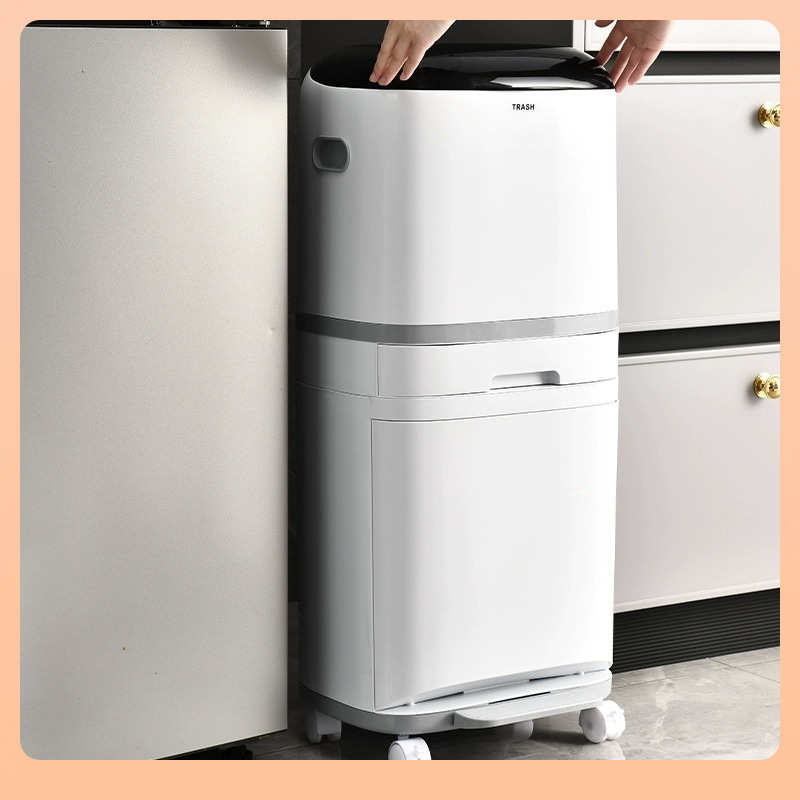 ￡厨房垃圾桶家用大容量加厚双层干湿分类垃圾箱脚踏式感垃圾