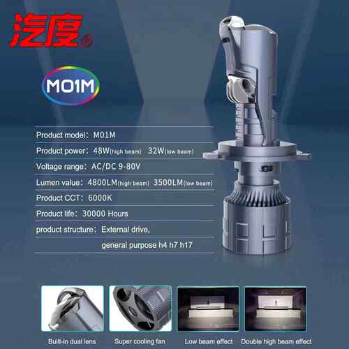 M01新款l5ed车远光矩阵迷你透镜鱼眼大灯透镜h4近一远体M灯透镜