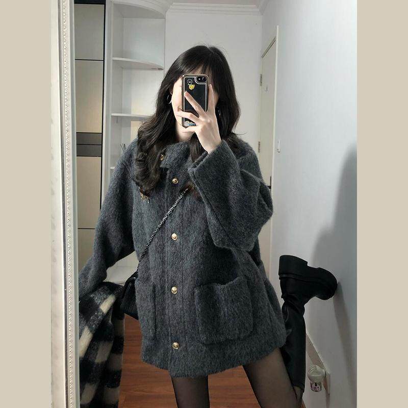 灰色连帽毛呢外套女小个子2024秋冬季新款高级感加厚羊绒呢子大衣,个性定制/设计服务/DIY,棉服工装,淘宝优惠券,粉丝福利购,淘宝优惠卷