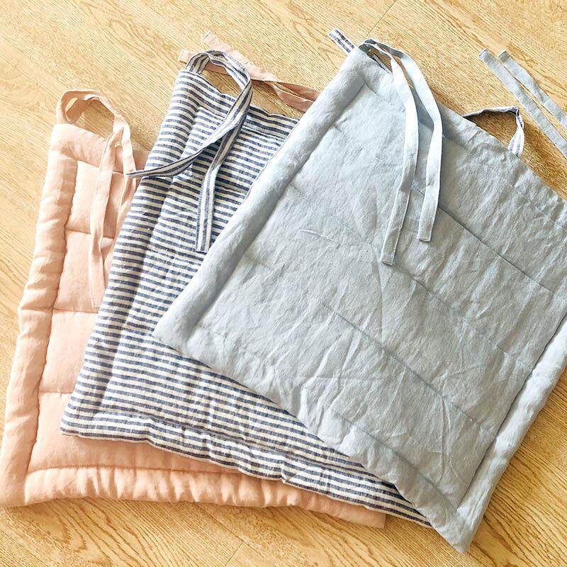 纯亚麻椅垫简约办公室坐垫餐椅垫沙发垫车垫厚薄款四季垫子可定制