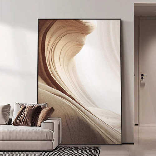 现代简约抽象客厅装饰画奶油风竖版入户玄关挂画样板间大幅落地画