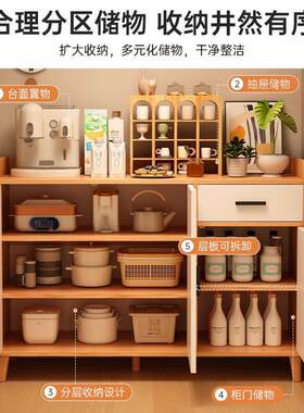 多功能餐边柜客厅靠墙储物柜田园风落地茶水柜子多层厨房收纳碗柜
