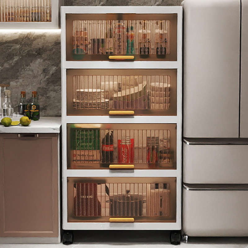 塑料翻盖式收纳柜客厅零食柜浴室卫生间置物柜厨房冰箱缝隙储物柜