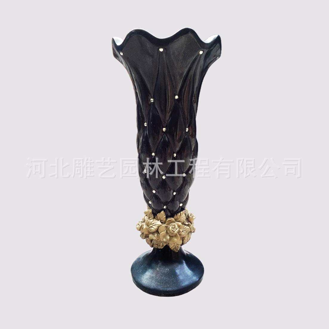 大欧式落地工艺新款花瓶黑色花插树脂陶瓷客厅批发玫瑰大号玻璃钢