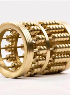 创意黄铜算盘笔筒摆件珠算文房办公室装饰品铜制复古工艺品铜钱