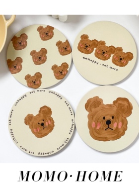MOMO HOME家居韩式ins风原创emo小熊系列陶瓷隔热垫
