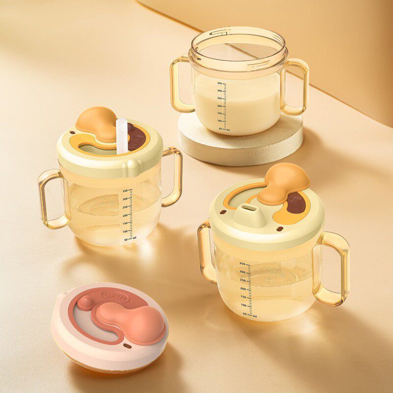 儿童水杯牛奶杯吸管杯宝宝戒奶杯带刻度学饮杯泡奶杯鸭嘴杯子耐摔