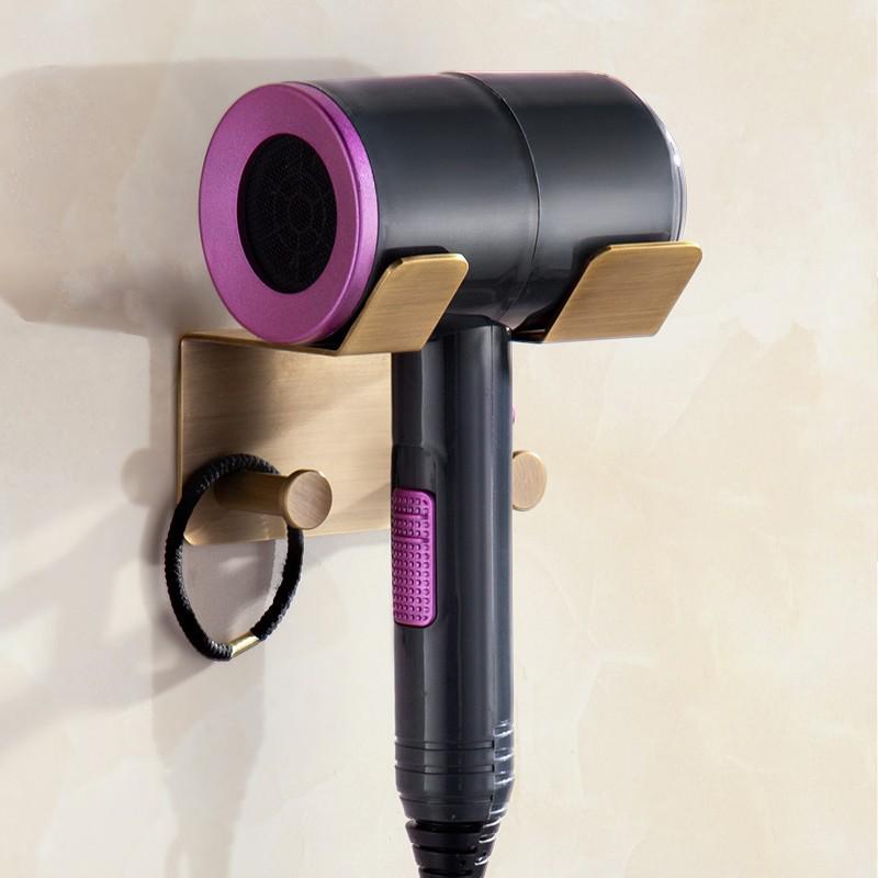 全铜电吹风机架免打孔卫生间壁挂浴室置物架欧式收纳厕所风筒架子