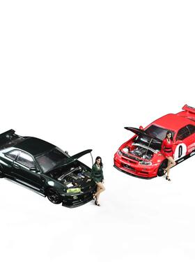 -壹号站台|时光1:64 GTR34 0号红色墨绿色仿真合金汽车模型