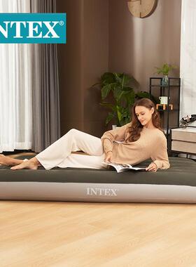 INTEX 64107 绿色单人植绒线拉空气床 气垫床 加厚充气床 野营床