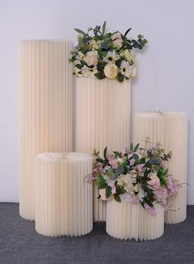 婚庆甜品台摆件罗马柱路引婚礼折纸纸质珍珠布置结婚橱窗柱子