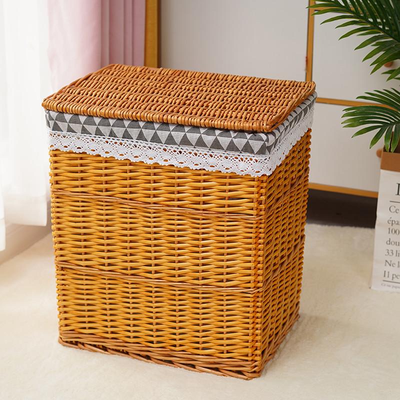 脏衣篮藤编大号布艺带盖方筐编织收纳筐家用衣服篮子储物箱杂物框