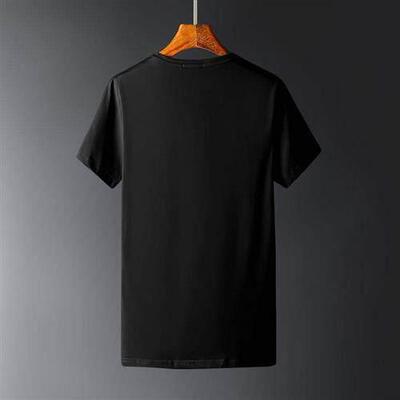 Pure white short sleeve t-shirt men's fitness slim T-shi