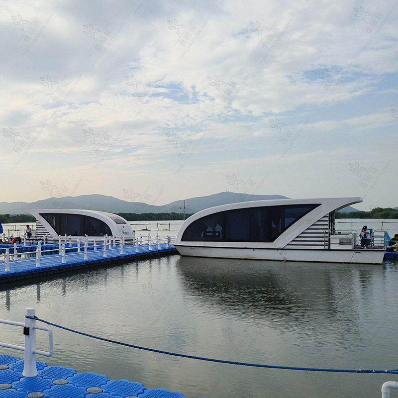 漂浮舱科技感房船厂家豪华水上民宿酒店文旅静态水面漂浮房屋景区