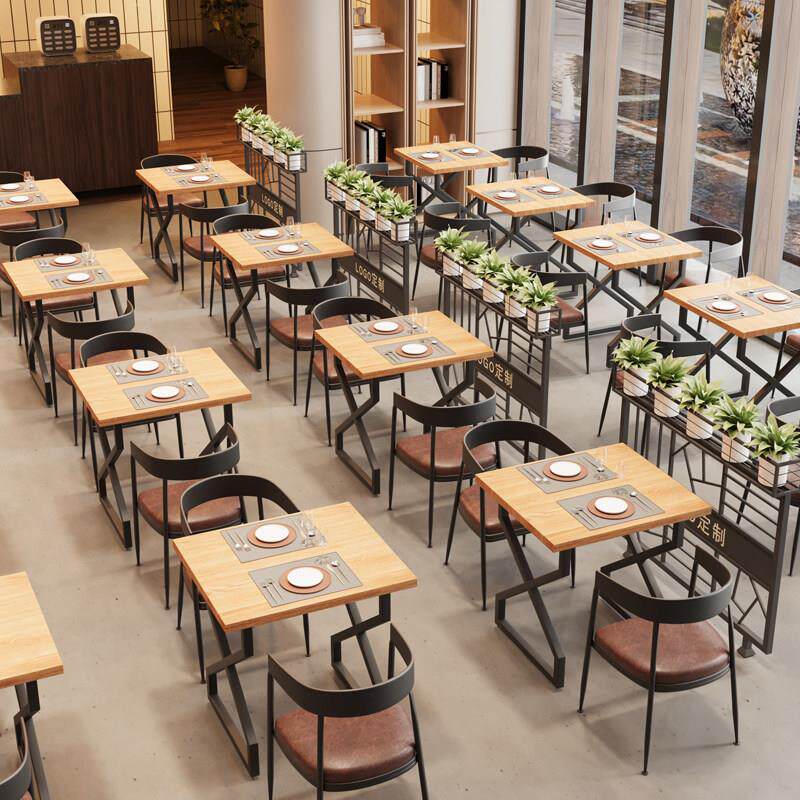 商用餐桌椅组合食堂餐厅吃饭桌子长方形快餐饭店大排档小吃店桌椅
