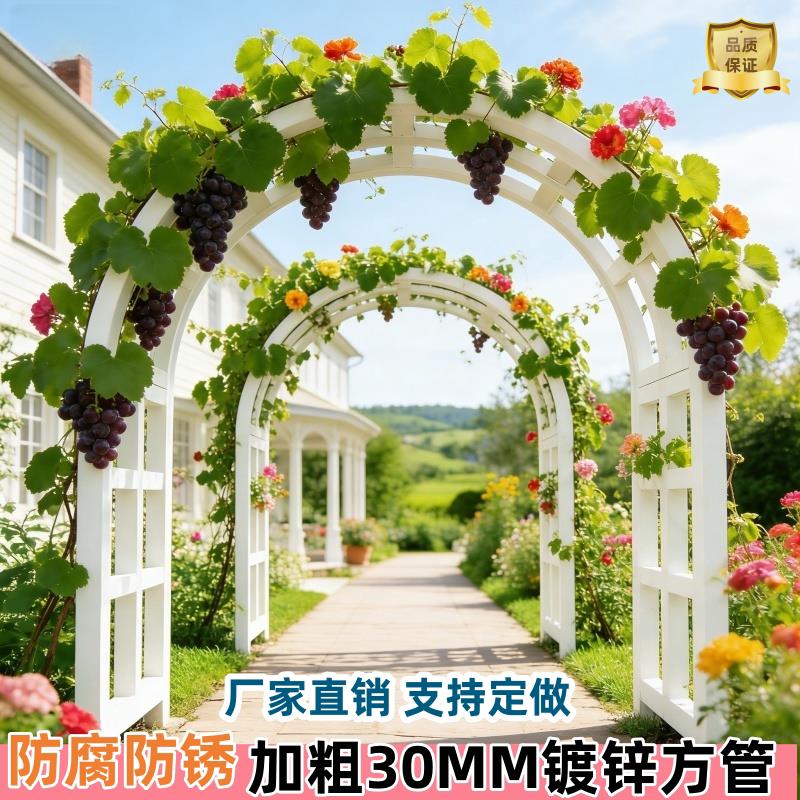 防腐防锈拱门花架30MM镀锌方管葡萄架庭院装饰月季铁线莲爬藤架