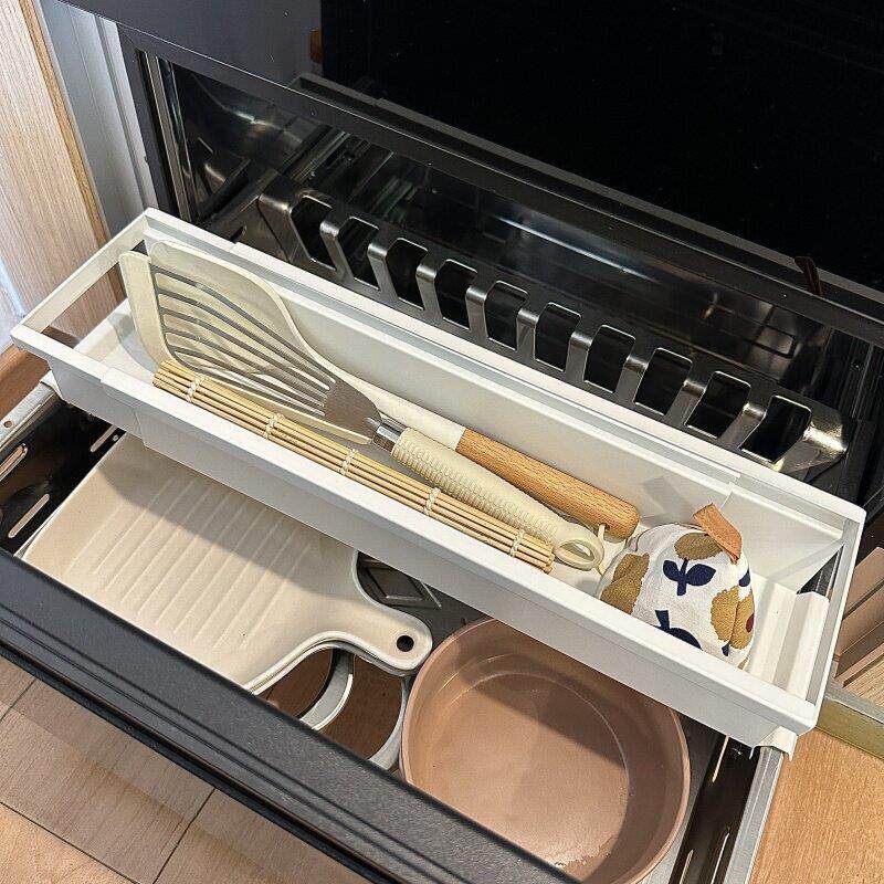 整体橱柜悬挂可伸缩置物架抽屉内调味料餐具收纳盒抽拉上下分层置
