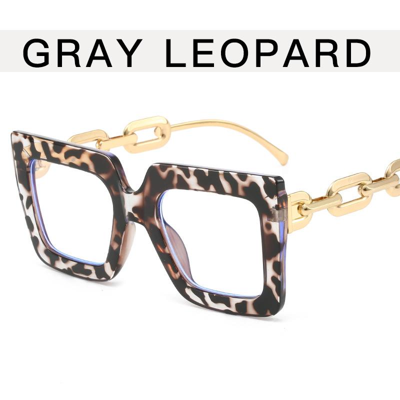 平光镜眼镜框方形链条条纹眼镜架