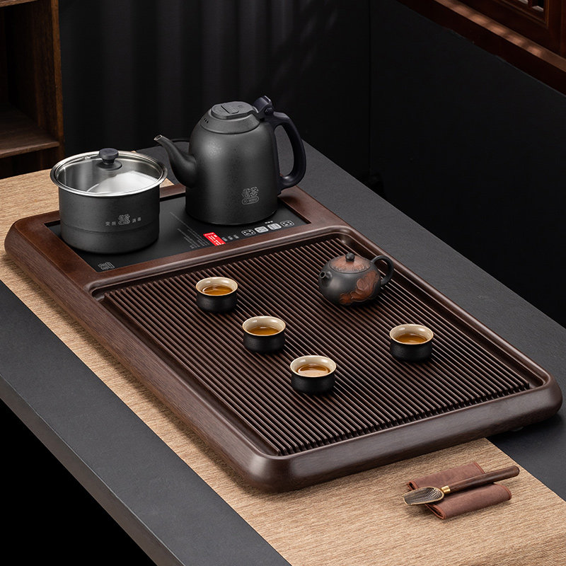 吉谷全自动底部上水电热水壶电木茶盘套装一体实木茶台大功夫茶具