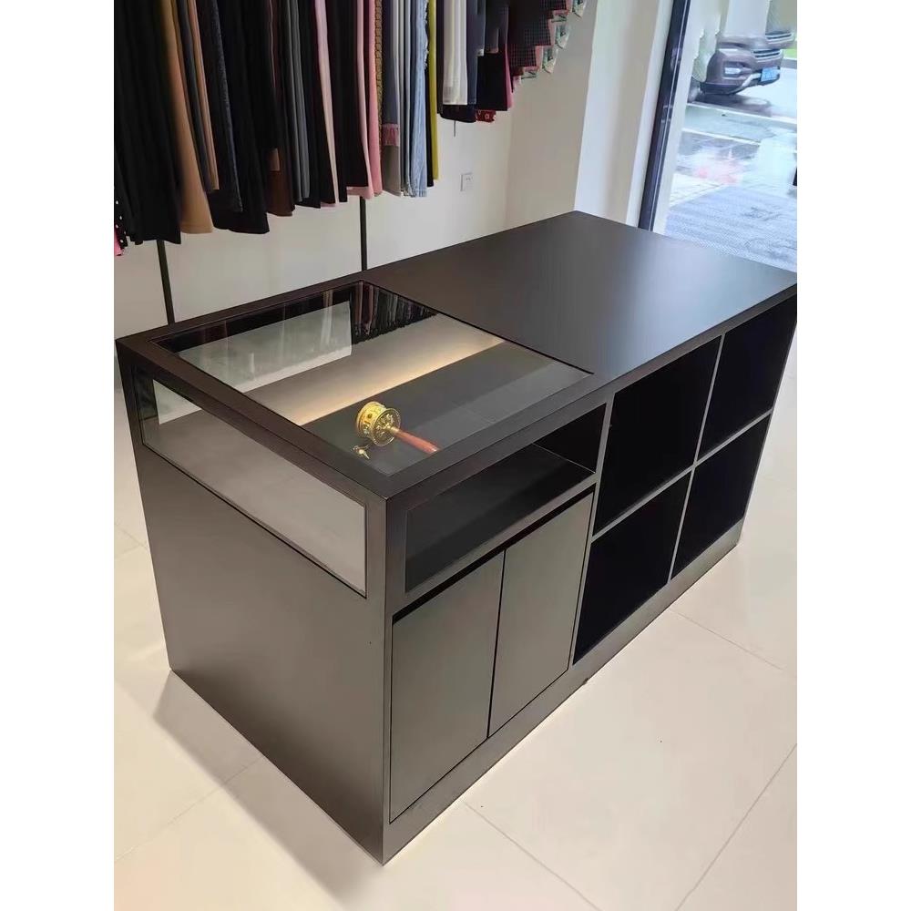 实木定制简易服装店收银台柜台店铺小型现代简约中岛展示台流水台