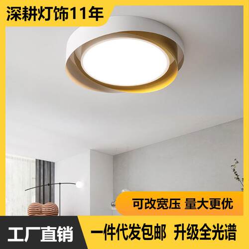 主卧室吸顶灯 全光谱护眼遥控智能语音代简约北欧个性房间灯具圆