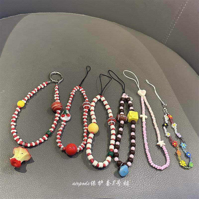 日韩系ins花朵樱桃小狗手机挂链包包车钥匙挂件耳机壳挂饰品