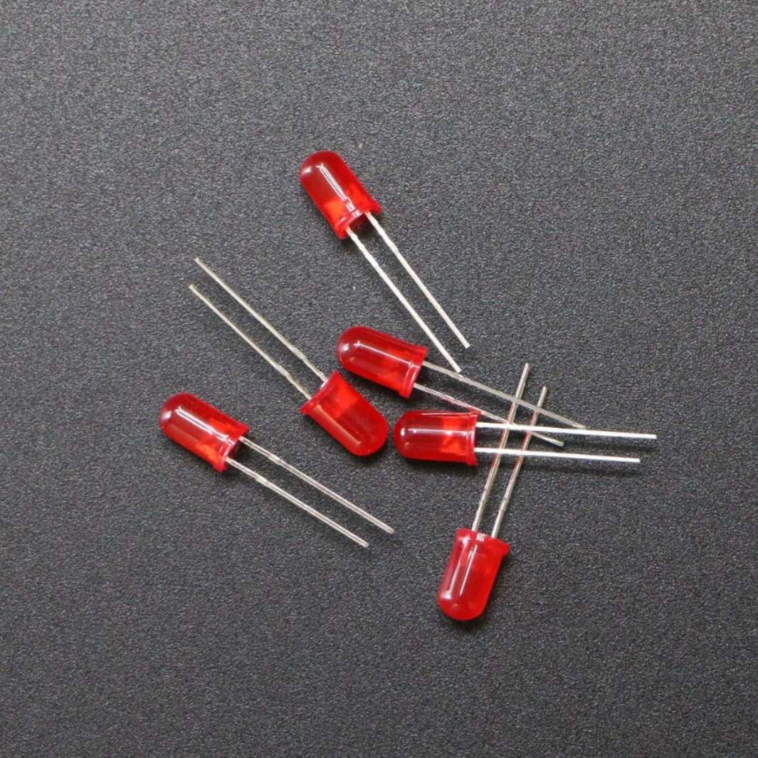 F5圆头鼠标红灯led灯珠 压球红发红指示灯有边短脚直插发光二极管