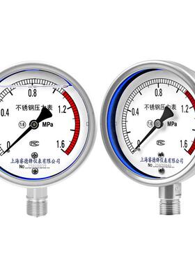 不锈钢压力表Y100BF YTF100H不锈钢耐震压力表304高温 氨用睿德锋