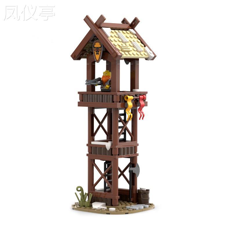 小颗粒国产件兼容MOC-95891维京塔diy拼装玩具积木模型儿童