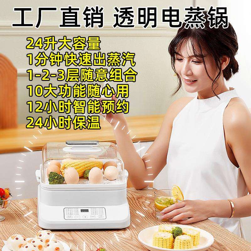 早点摊小笼包工具电蒸锅炖蒸煮三层家用蒸汽预约蒸箱蒸菜蒸饭两用