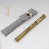 亦莲居 英雄竹制老煤竹高档商务签字笔雕logo定制 天然蝴蝶竹钢笔