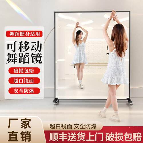 跳舞蹈镜子可移动全身镜家用带万向轮子落地全身镜瑜伽室大镜子
