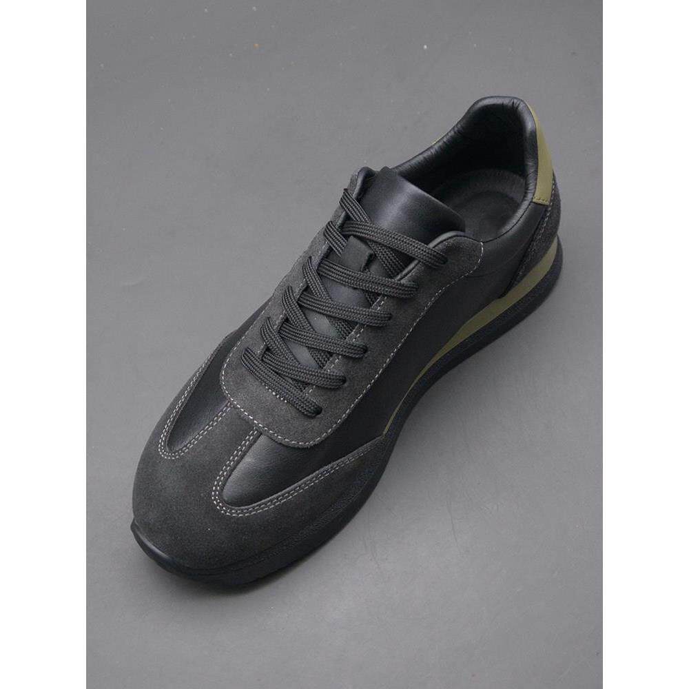 软底舒适时尚磨砂拼接阿甘鞋秋冬季新款牛皮运动休闲翻毛鞋男鞋潮