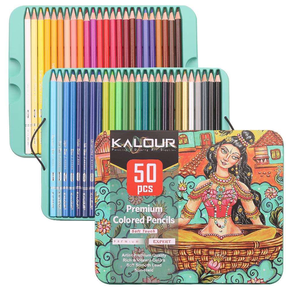 KALOUR50色彩铅专业美术彩铅画笔套装油性彩色铅笔跨境